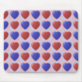 青赤いハートパタ市松模様にーンバレンタイン マウスパッド (正面)