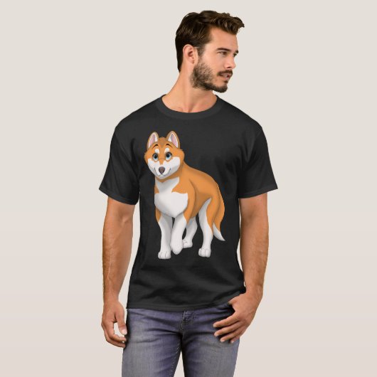青赤と白い目を持つシベリアのハスキー犬 Tシャツ (正面フル)