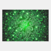 青赤と緑の天空の渦巻きパターン ラッピングペーパーシート (正面3)