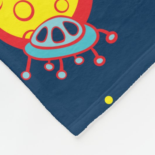 青赤と黄色名の少年のための宇宙テーマ フリースブランケット (角)