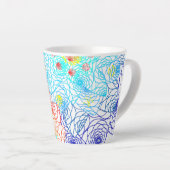 青赤の入り組んだ花柄 カフェラテマグ (右アングル)