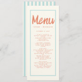 青赤の手書きタイポグラフィーレトロ結婚式メニュー 招待状 (正面/裏面)