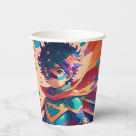 青赤アニメスーパーヒーロー男の子の誕生日パーティー 紙コップ