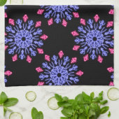 青赤ネオン花 キッチンタオル (折り畳み)