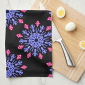 青赤ネオン花 キッチンタオル (四つ折り)