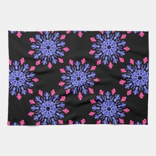 青赤ネオン花 キッチンタオル (横)