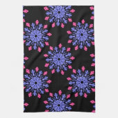 青赤ネオン花 キッチンタオル (縦)