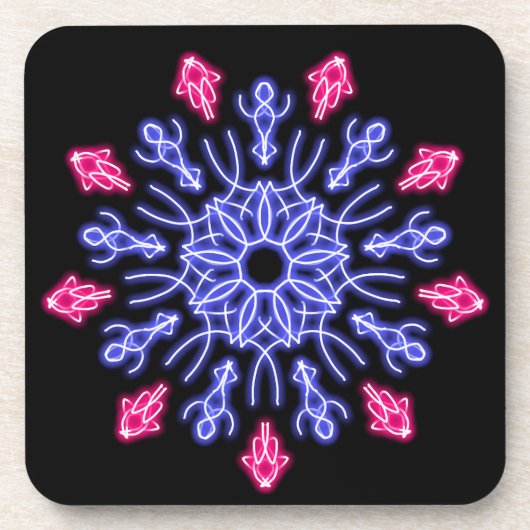 青赤ネオン花 コースター (正面)