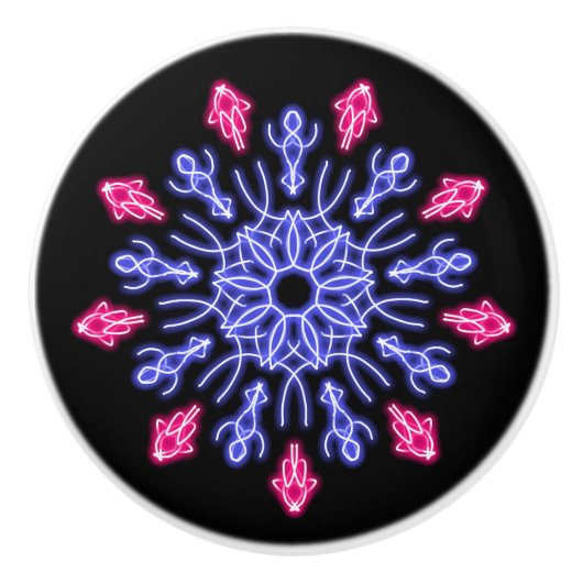 青赤ネオン花 セラミックノブ (正面)