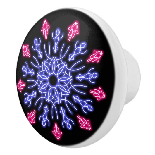 青赤ネオン花 セラミックノブ (右)
