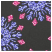 青赤ネオン花 ファブリック (クローズアップ)