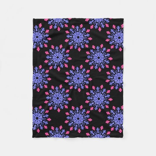 青赤ネオン花 フリースブランケット (正面)