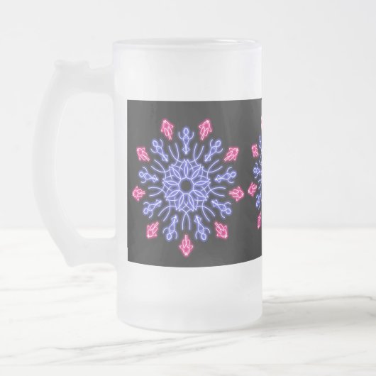 青赤ネオン花 フロストグラスビールジョッキ (左)