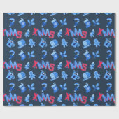 青赤フェスティバルクリスマスレタリング包装紙 ラッピングペーパー (フラット)