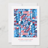 青赤幾何クリスマス シーズンカード (正面)