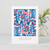 青赤幾何クリスマス シーズンカード (スタンド正面)