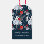 青赤銀葉のクリスマスギフトタグ ギフトタグ (正面)