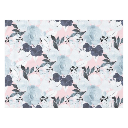 青赤面フローラ水色絵を描 テーブルクロス (正面(横))