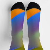 青赤黄緑色抽象芸術模様orangpurple ソックス (上部)