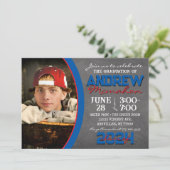 青赤黒板卒業招待状 招待状 (スタンド正面)