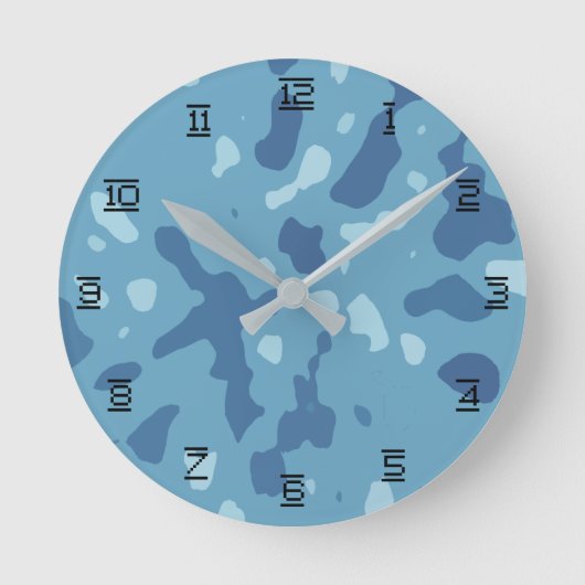 青軍迷彩模様 ラウンド壁時計 (正面)