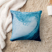 青転が色の色合いの海波 クッション (ブランケット)