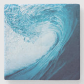 青転が色の色合いの海波 ストーンコースター (正面)