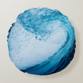 青転が色の色合いの海波 ラウンドクッション