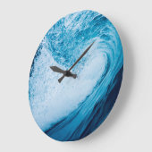 青転が色の色合いの海波 ラージ壁時計 (傾斜)