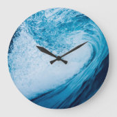 青転が色の色合いの海波 ラージ壁時計 (正面)