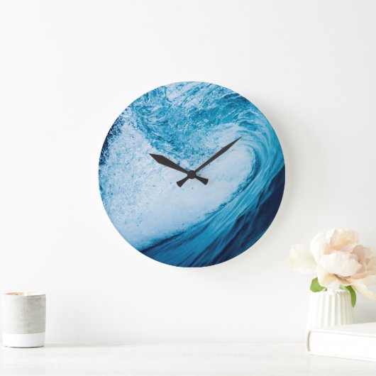 青転が色の色合いの海波 ラージ壁時計 (ホーム)
