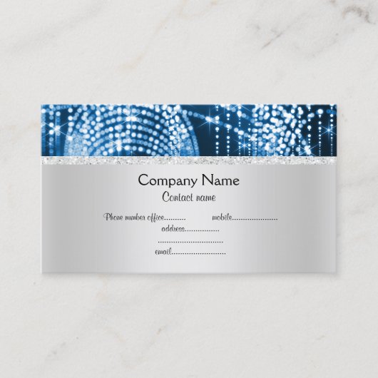 青輝くエレガント半光沢ビジネス 名刺 (正面)