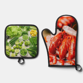 青野菜とスパイシーなザリガニ 鍋つかみ&鍋敷きセット