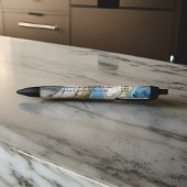 青金と白大理石 黒ボールペン