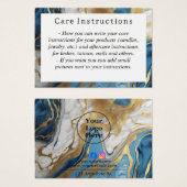 青金ゴールドと白気に大理石の指示カード (正面&裏面)