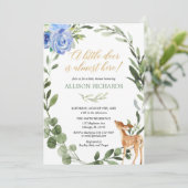 青金ゴールドの緑の小さな鹿の男の子の赤ちゃんシャワー 招待状 (スタンド正面)