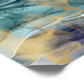 青金ゴールドインク抽象芸術 ポスター (角)