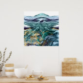 青金ゴールドインク抽象芸術 ポスター (キッチン)