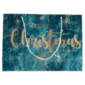 青金ゴールドエレガント大理石効果メリークリスマス ラージペーパーバッグ (裏面)