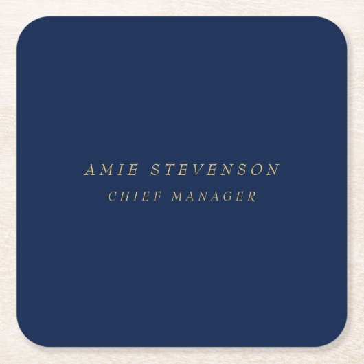 青金ゴールドカラープロフェッショナルクラシカルプレーン スクエアペーパーコースター (正面)