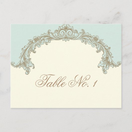 青金ゴールドクリームヴィンテージフレームテーブル番号 ポストカード (正面)