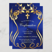 青金ゴールドクロスエレガント確認 招待状 (正面/裏面)