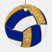 青金ゴールドホワイト、バレーボールパーソナライズされたオーナメント セラミックオーナメント (裏面)