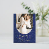 青金ゴールドモダンのアーチ喜ばしい写真 シーズンポストカード (スタンド正面)