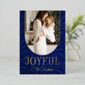 青金ゴールドモダンのアーチ喜ばしい写真 箔シーズンカード (立ち正面)