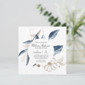 青金ゴールドモダンフローラエレガントブライダルシャワー 招待状 (スタンド正面)