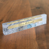 青金ゴールド大理石銘板 デスクネームプレート (側面)