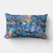 青金ゴールド市松模様にモザイクパターン枕 ランバークッション (正面)
