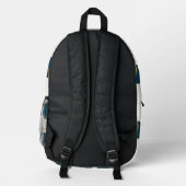 青金ゴールド幾何学円モノグラムイニシャル プリントバックパック (裏面)