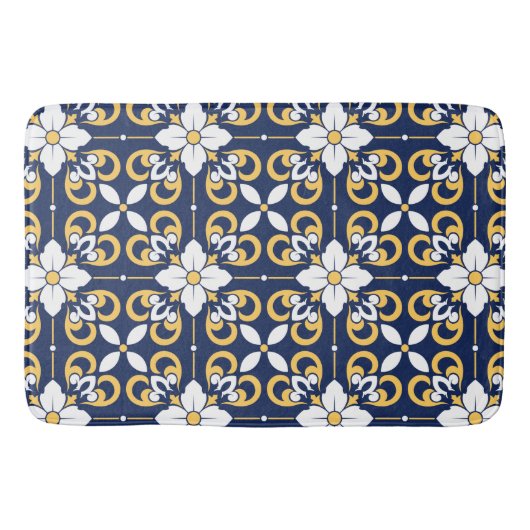 青金ゴールド幾何学的な装飾モロッコタイル バスマット (正面)